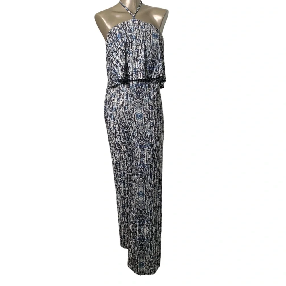 NEW! Deborah Viereck women’s XS jumpsuit printed stretch ruffle top sleeveless - Picture 9 of 10